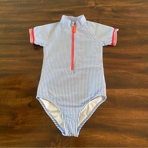 Crewcuts Rashguard Seersucker One Piece Swimsuit